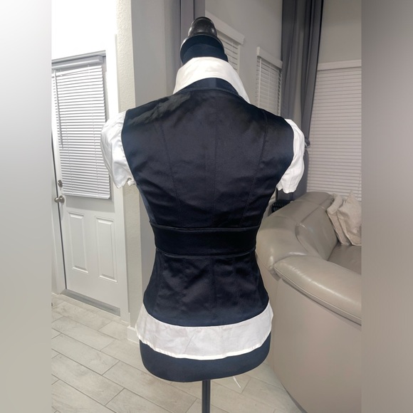 Y2K Bebe corset hook & eye closure shirt belted blouse US 2 - Picture 3 of 7